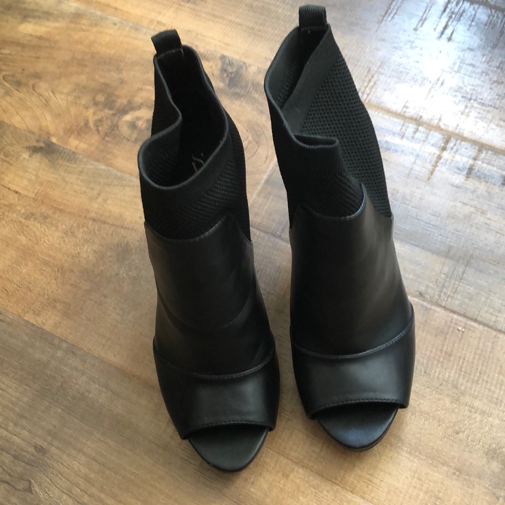 Black open toe ankle bootie